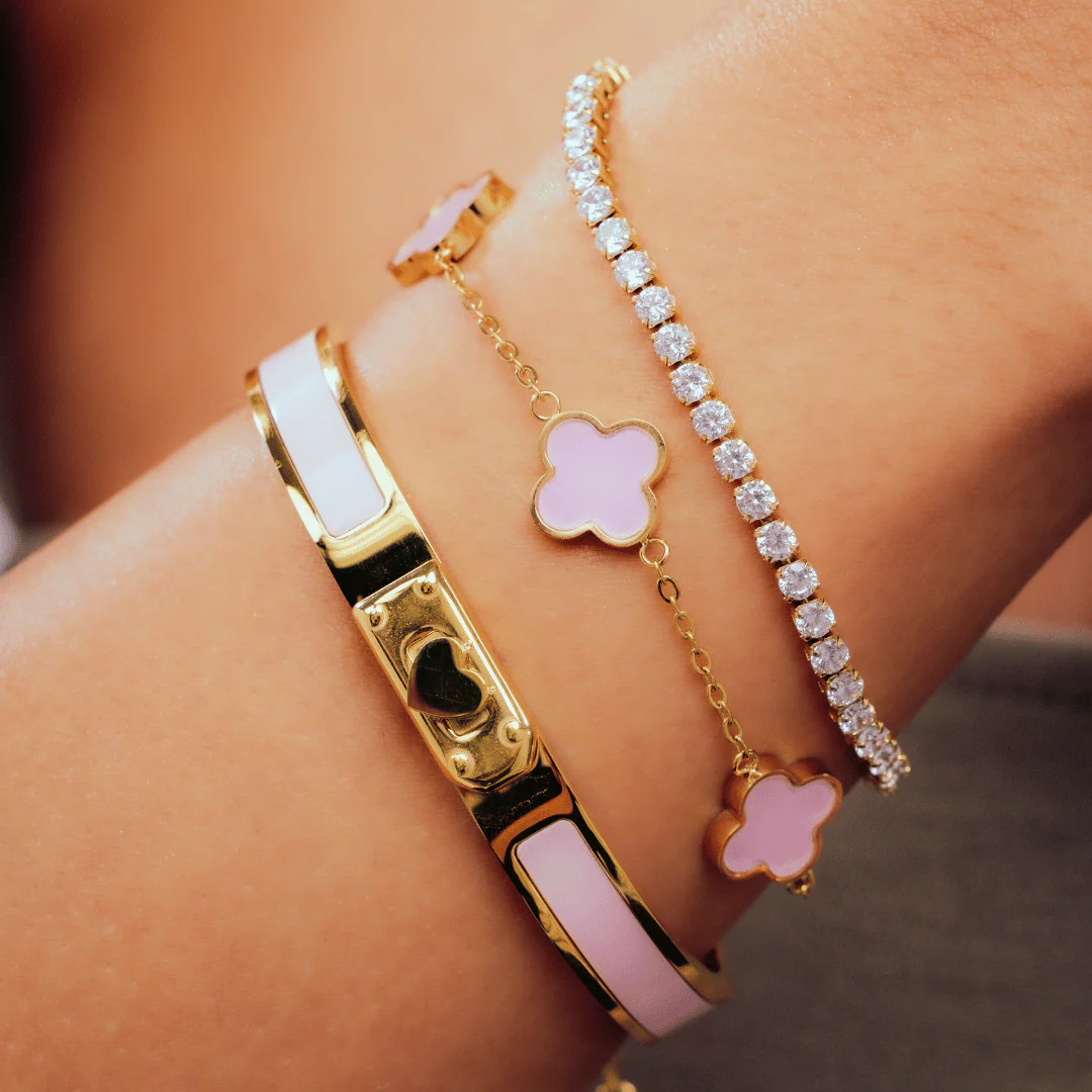 Baby Pink Clover Bracelet - Image 4