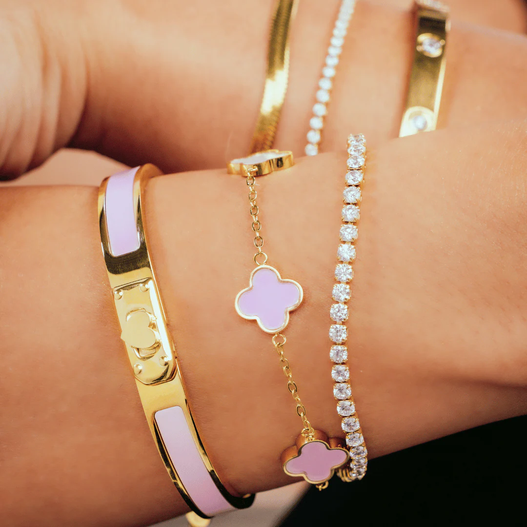 Baby Pink Clover Bracelet - Image 5