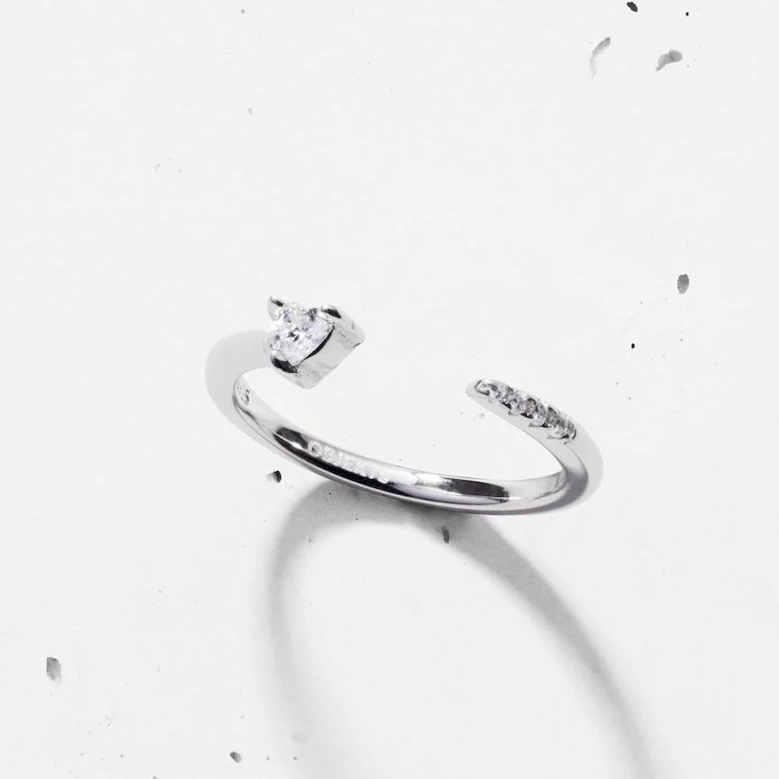 Dainty Heart Open Ring - Image 4