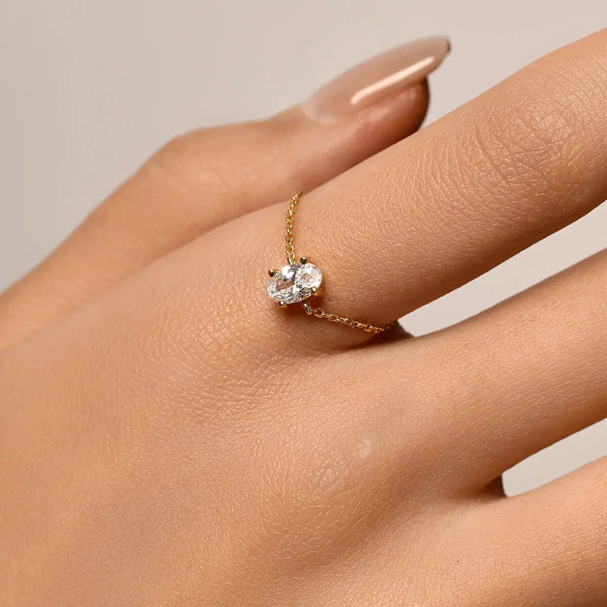 Dainty Oval Chain Ring - Image 4