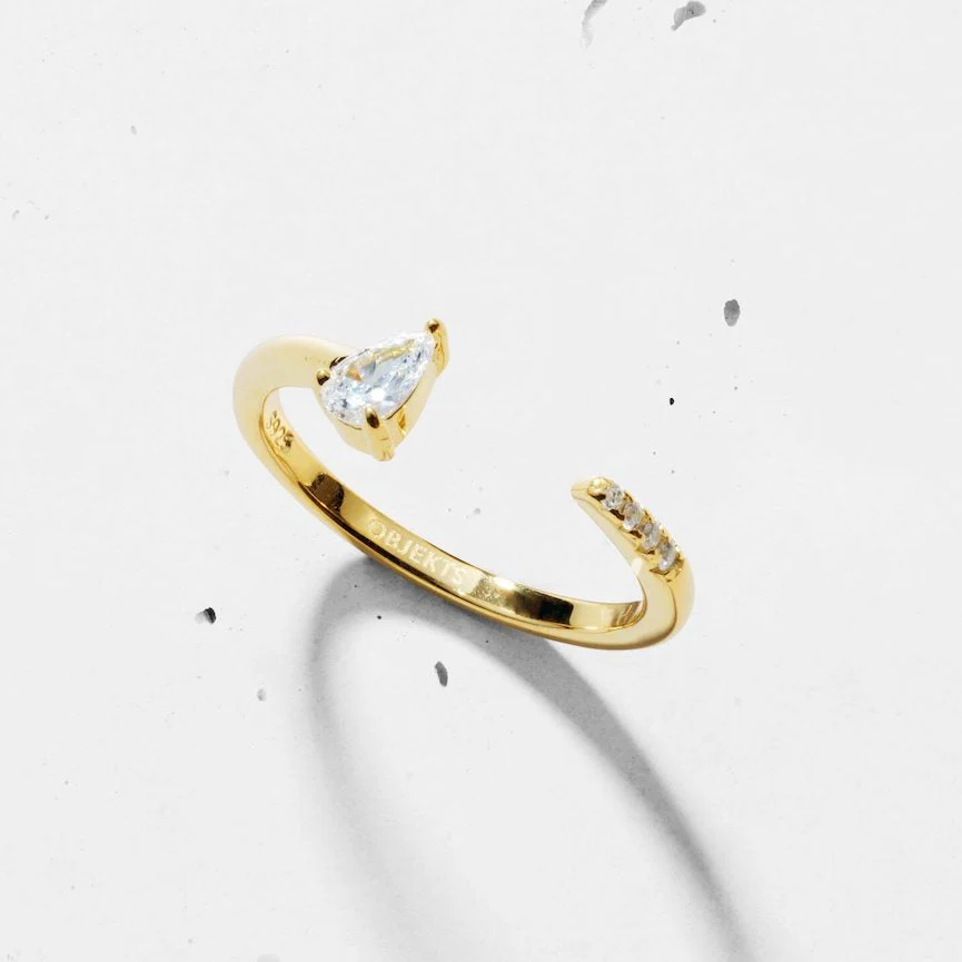 Dainty Pear Open Ring - Image 3