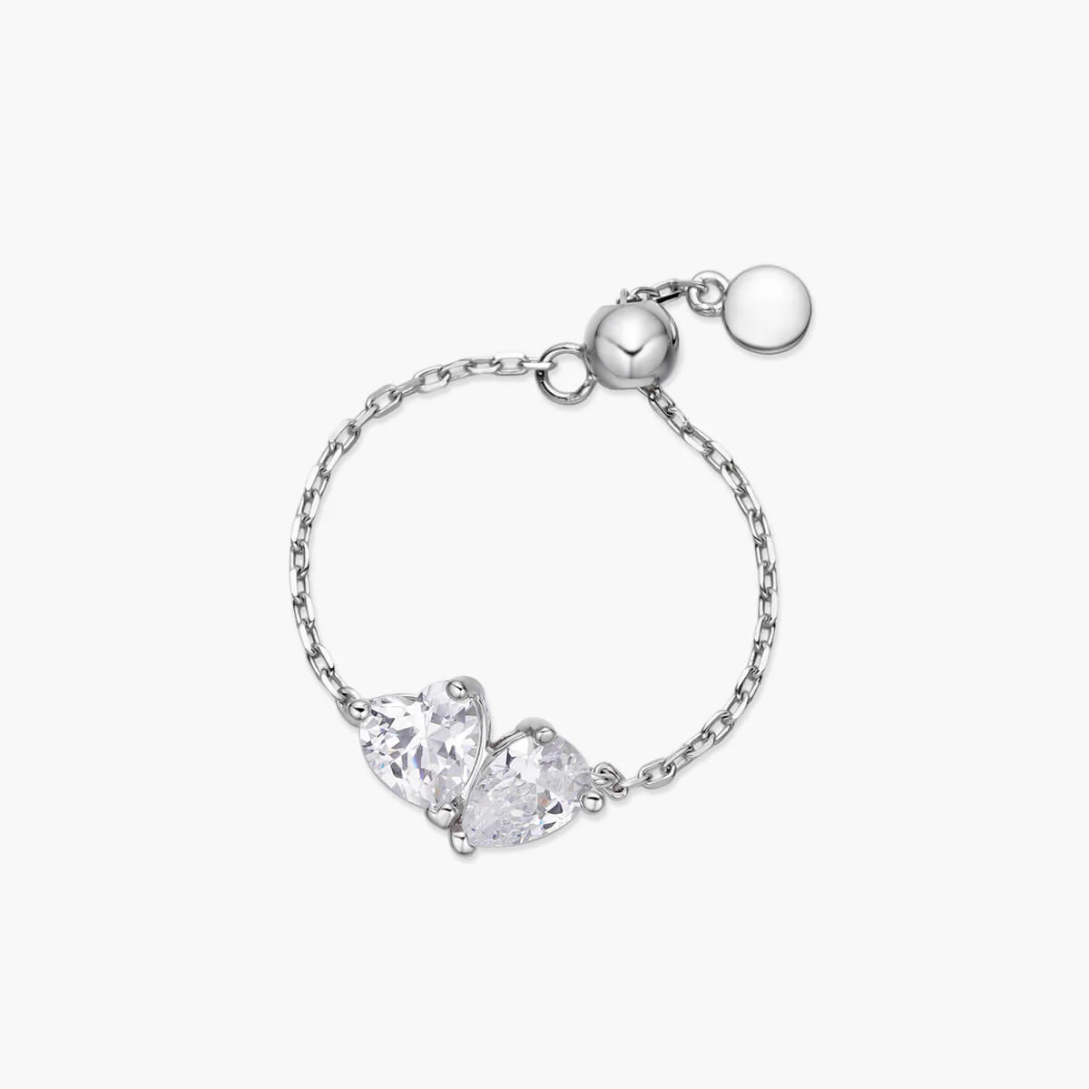 Dainty Pear X Heart Chain Ring - Image 3
