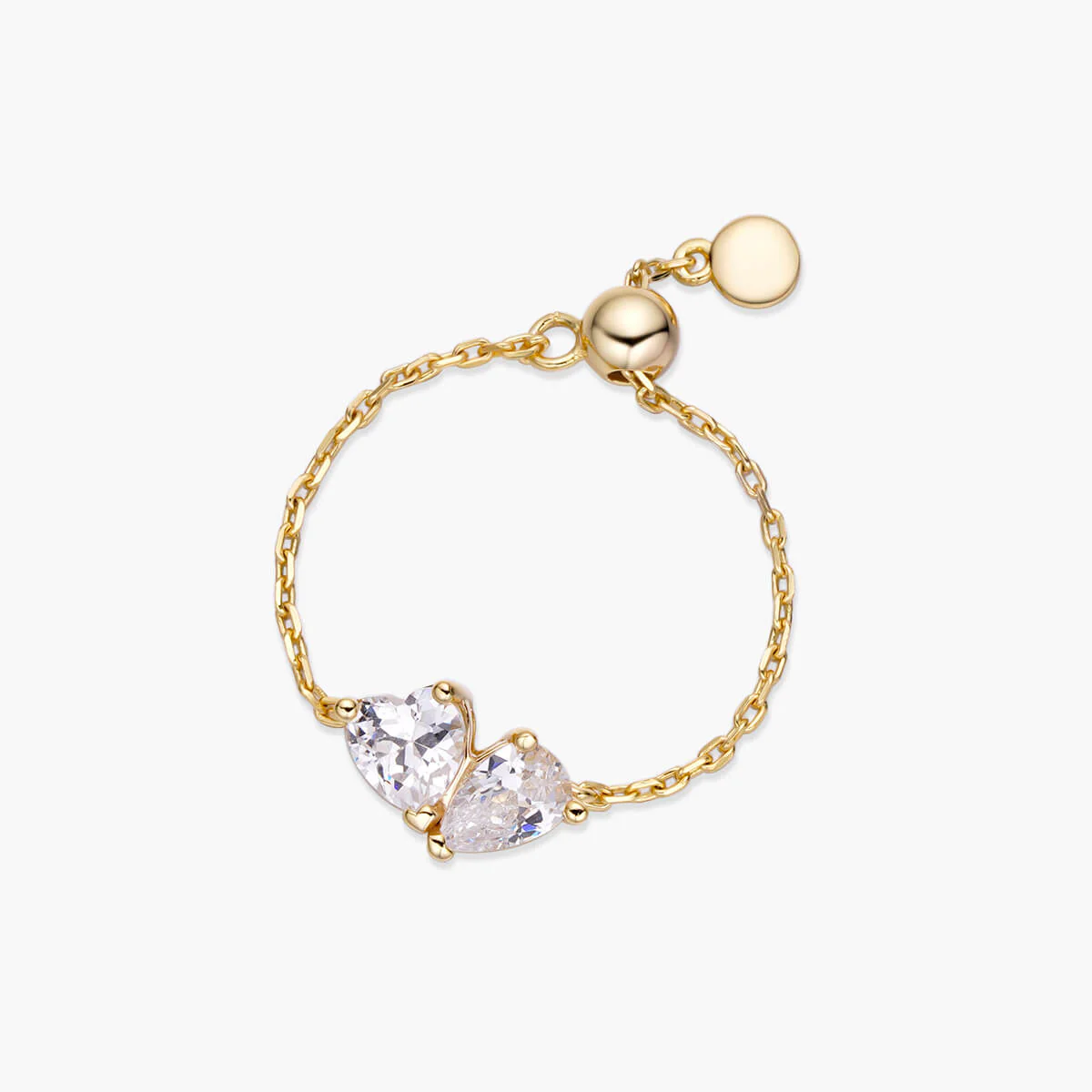 Dainty Pear X Heart Chain Ring - Image 4