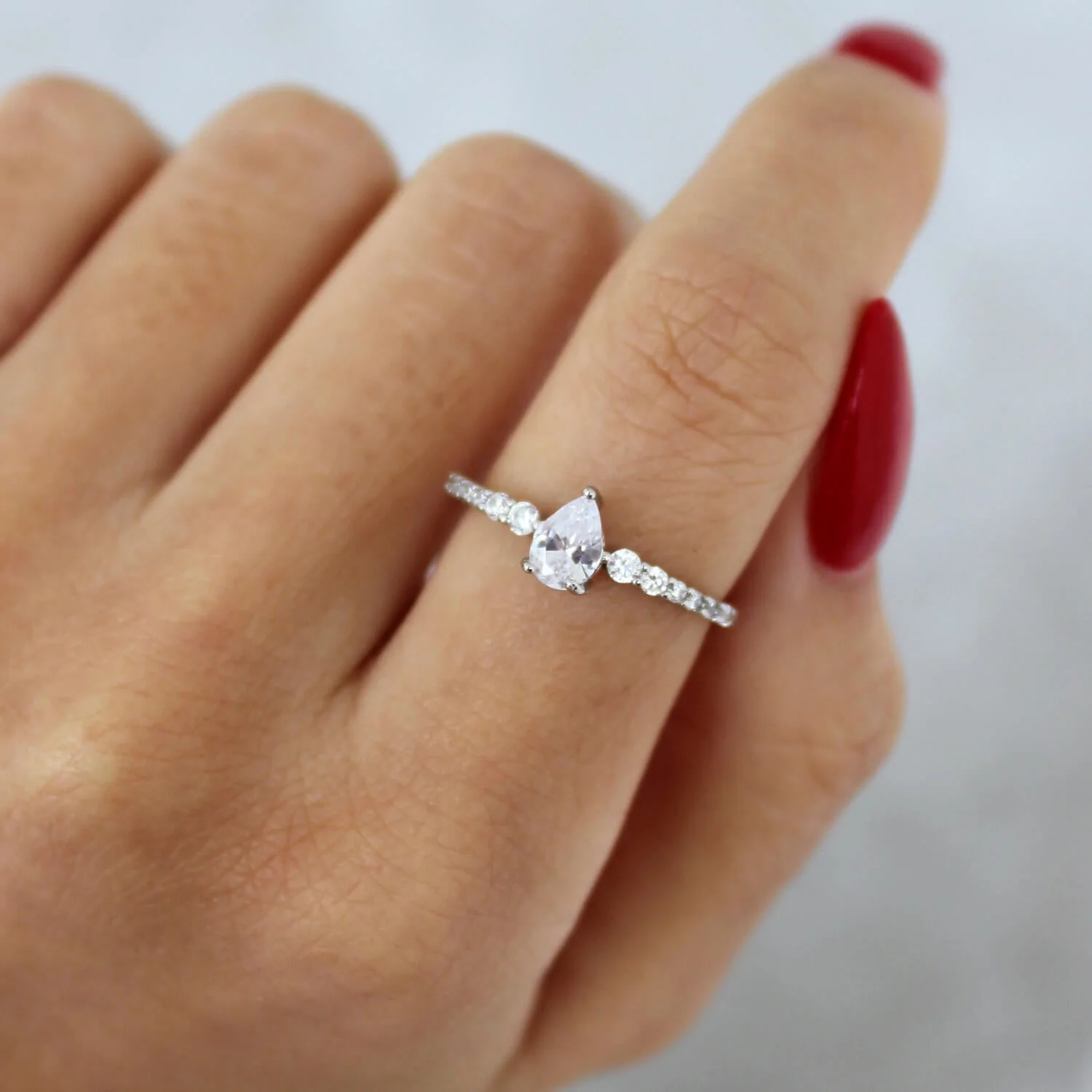 Dew Dainty Pear-cut Ring - Image 2