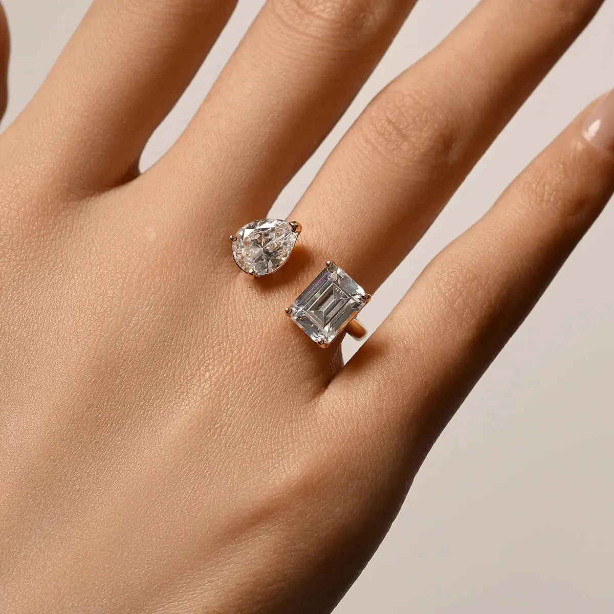 Emerald X Pear Open Ring - Image 2