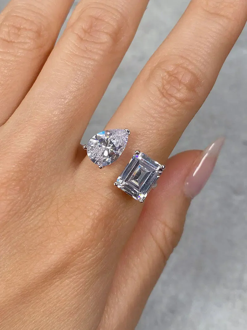 Emerald X Pear Open Ring - Image 3