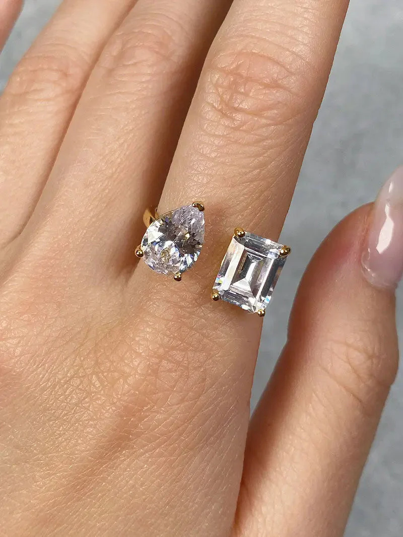 Emerald X Pear Open Ring - Image 4