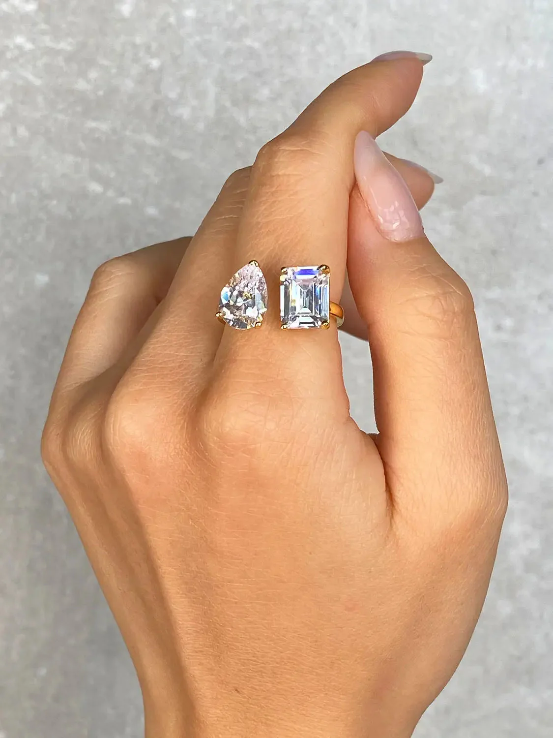 Emerald X Pear Open Ring - Image 5