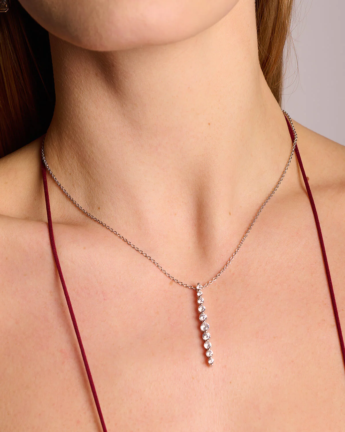 Graduierte brillante runde Y Drop Lariat-Necklace - Image 2