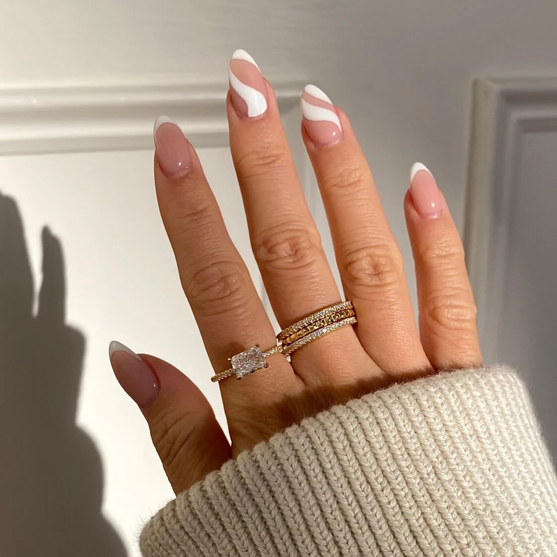 Half Pyramid Half Pave Stacking Ring - Image 4
