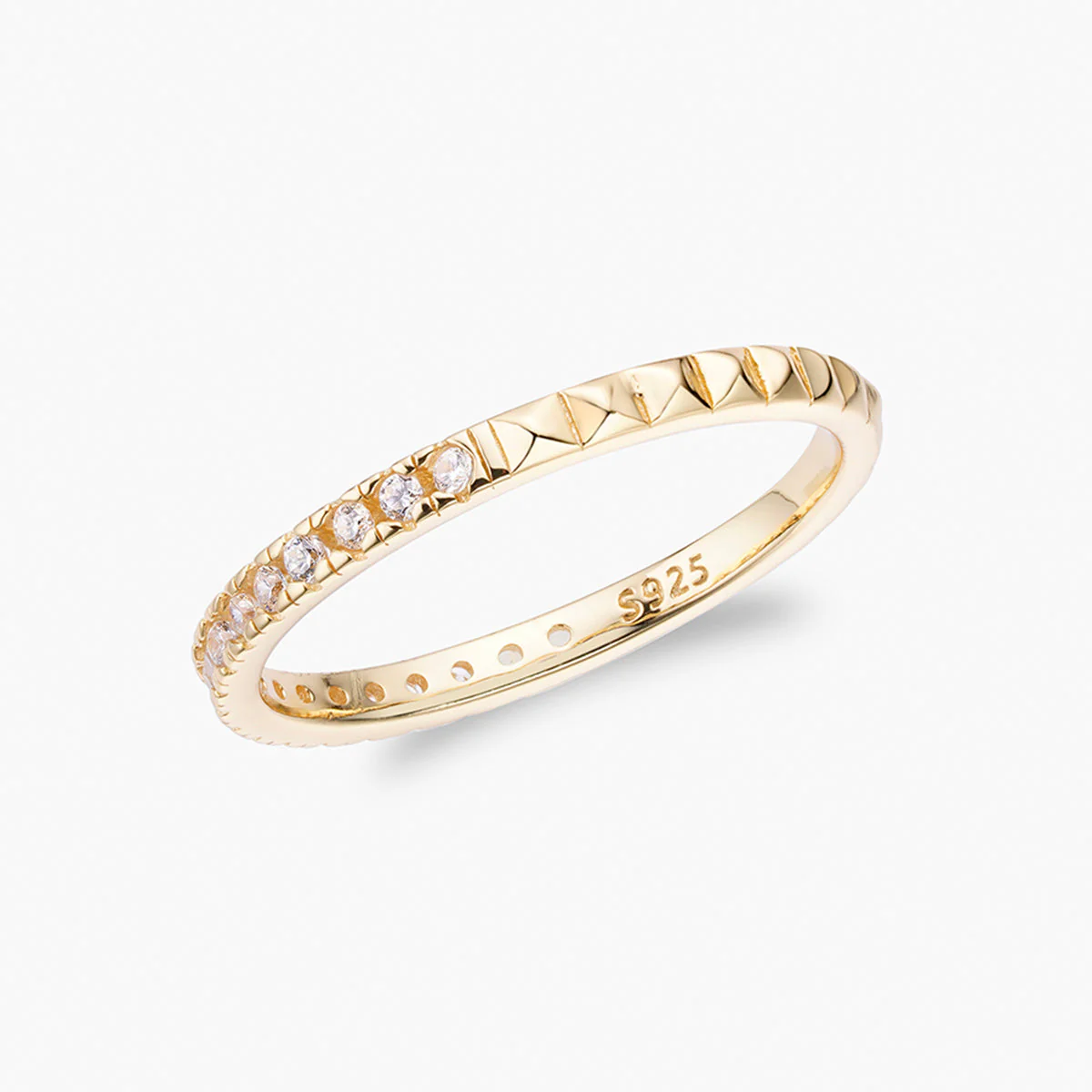 Half Pyramid Half Pave Stacking Ring - Image 5
