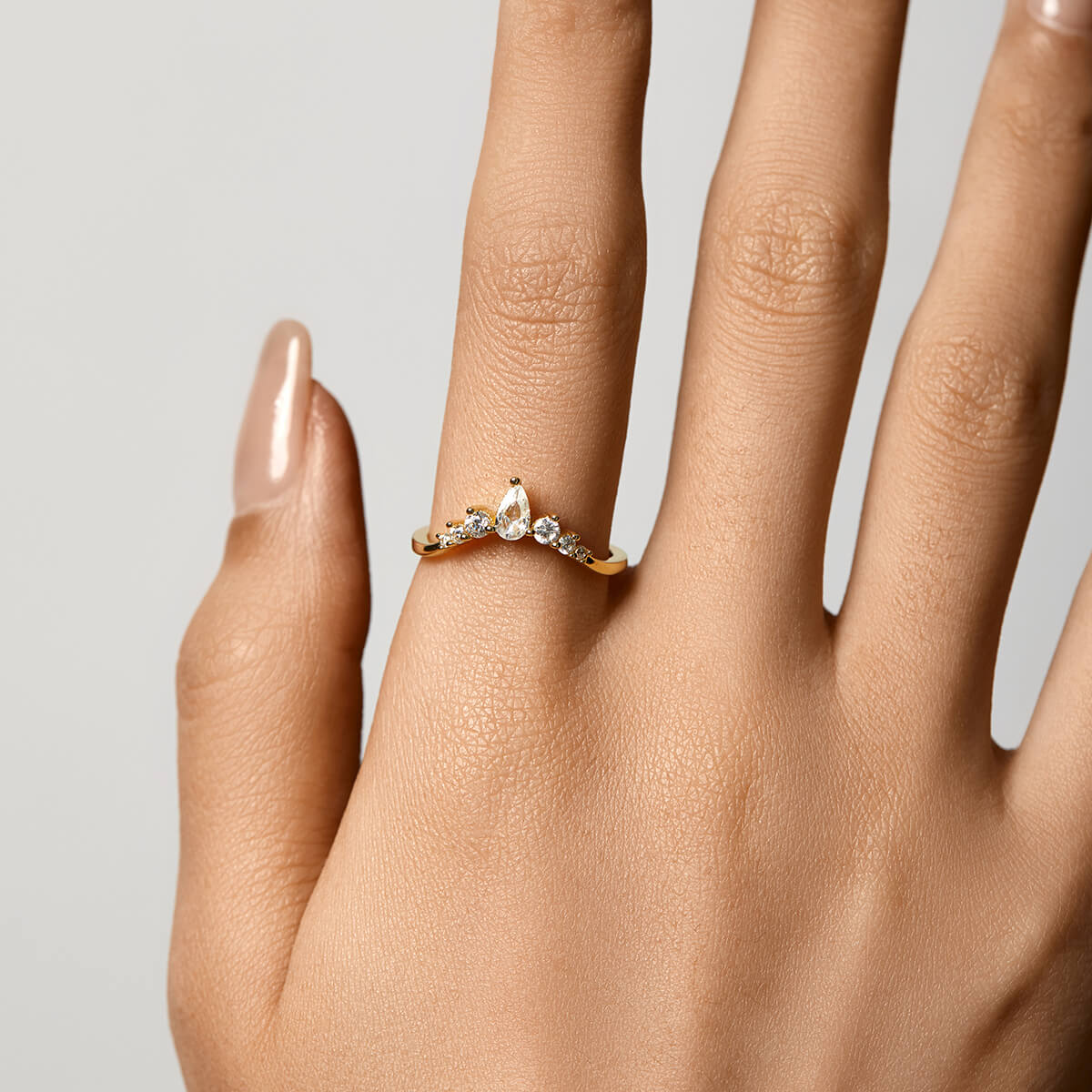 Pear wishbone | Stacking Ring - Image 5